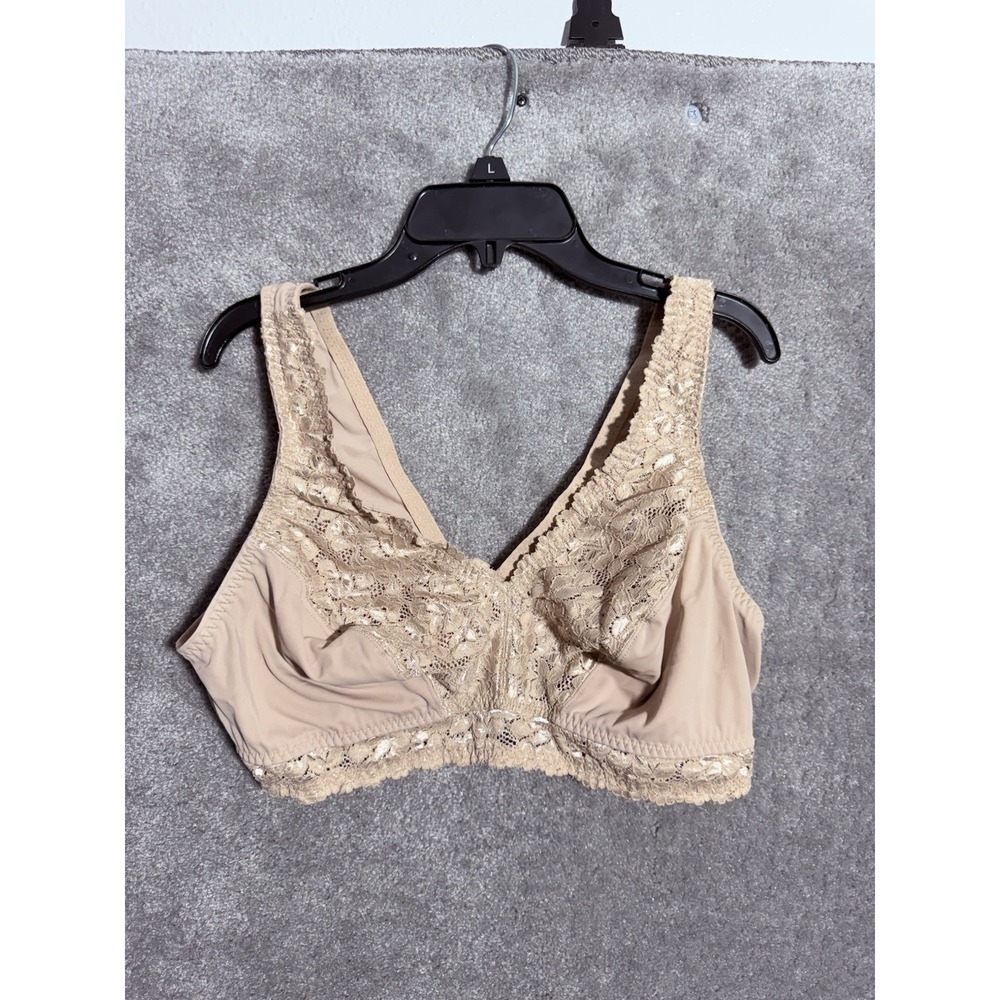 Breezies Soft Wirefree Bra Beige Pink Gray Lace 4-Hook Size 1X (3‎ Bras Total)